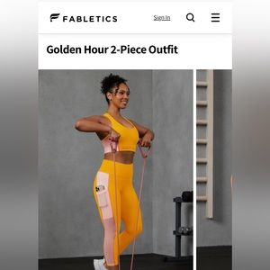 Fabletics Golden Hour Two Piece Outfit - Sports Bra and Leggings with Pockets